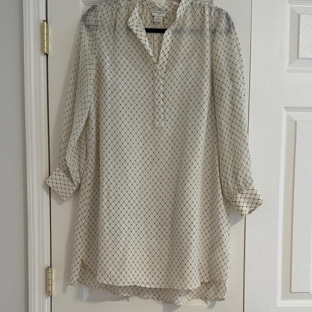 Club Monaco Cream and Black Checkered slip dress